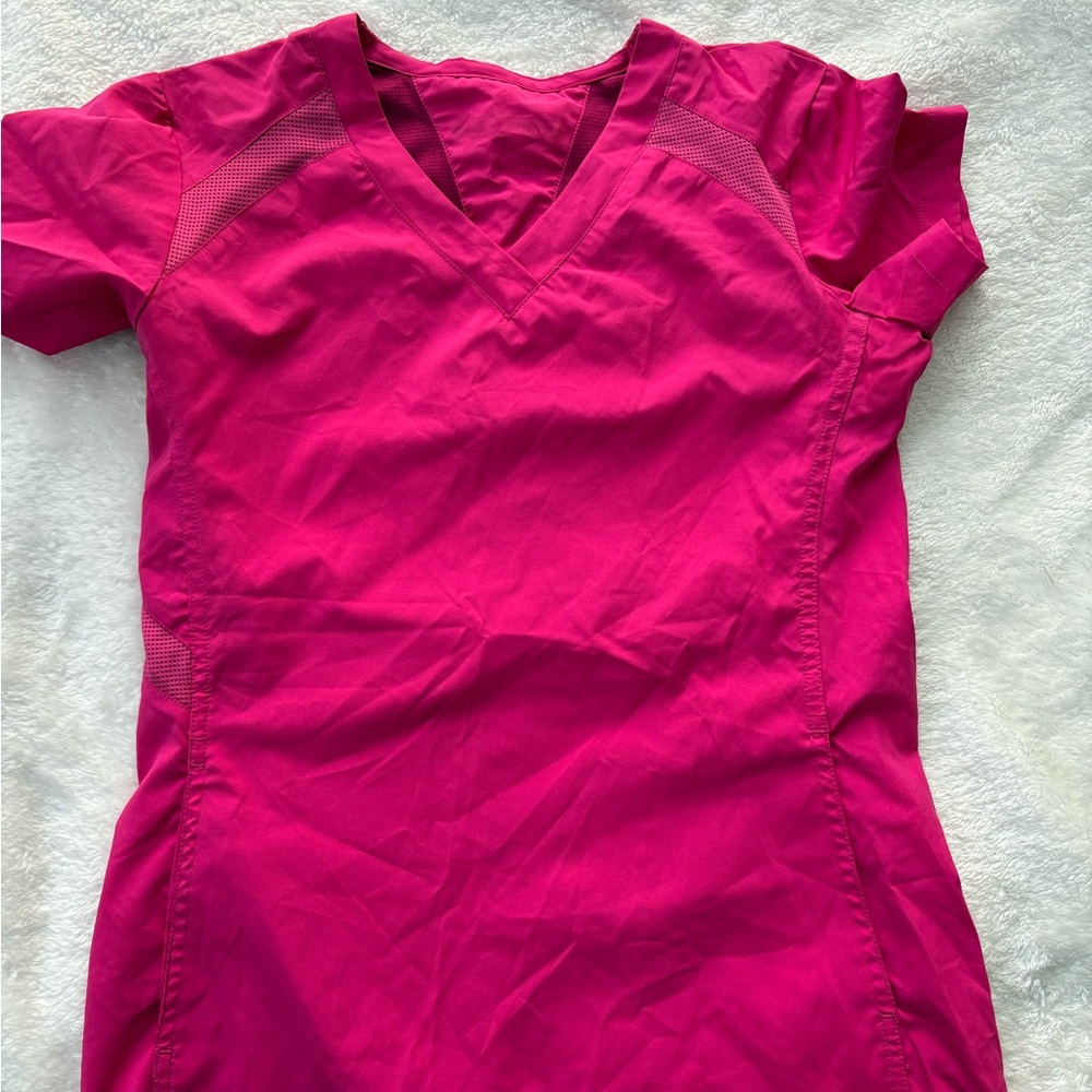 Chic Pink V-Neck Scrub Top